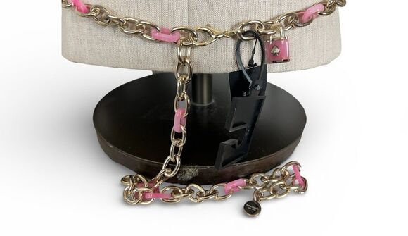Kate Spade Pink Paddle Lock Chain Belt  Size L / XL  NWT  Boho Hippie main image 4